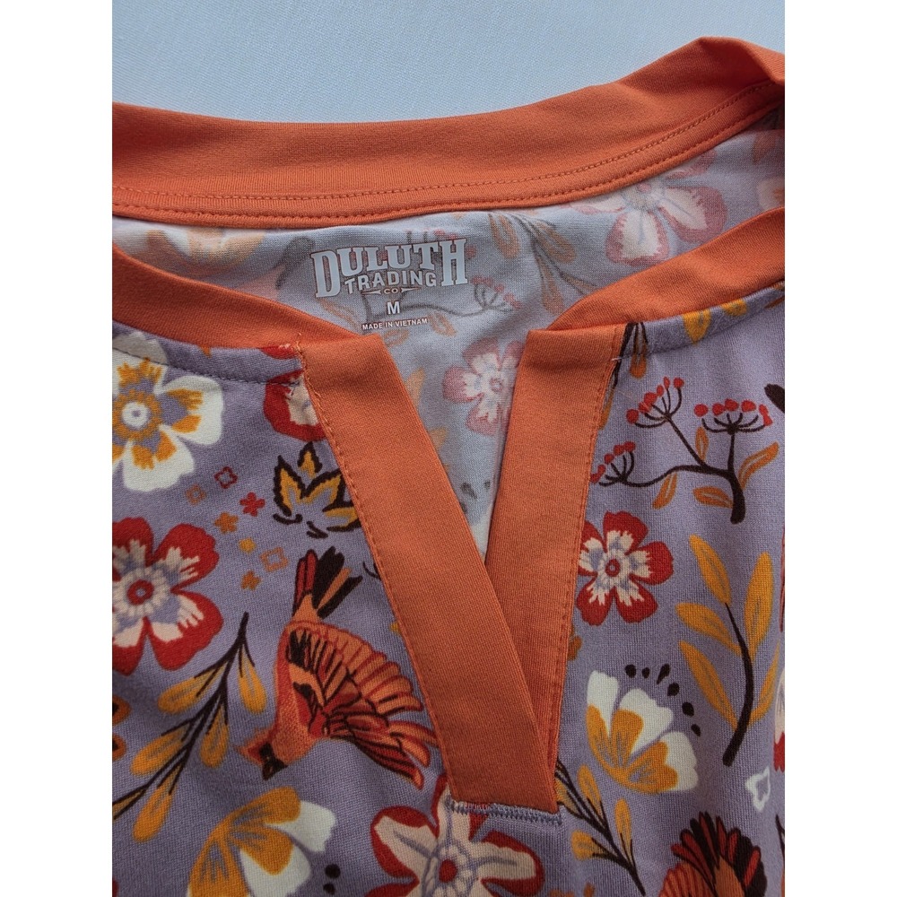 Boho Floral Bird Pajama Set Women M Duluth Trading Long Sleeve Lounge Pants PJs - Picture 3 of 8